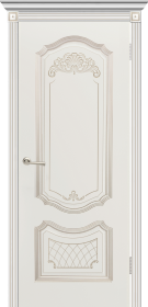 Дверь модели Гранада (эмаль Белая + патина «Белое золото»)