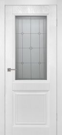Межкомнатная дверь Берген со стеклом Сатинат с фотопечатью белая эмаль