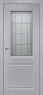 Межкомнатная дверь Берген со стеклом Сатинат с фотопечатью эмаль Скай грей