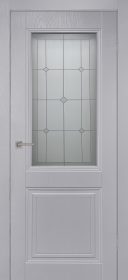 Межкомнатная дверь Берген со стеклом Сатинат с фотопечатью эмаль Скай грей