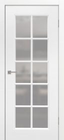 Межкомнатная дверь Юлия в английском стиле со стеклом белая эмаль Арктика