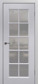 Межкомнатная дверь Юлия в английском стиле со стеклом эмаль Грей лайт