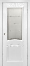 Межкомнатная дверь Вела со стеклом Сатинат с фотопечатью белая эмаль ликвидация товара