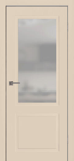 Межкомнатная дверь Бланк-2 со стеклом в эмали Беж с фрезеровкой