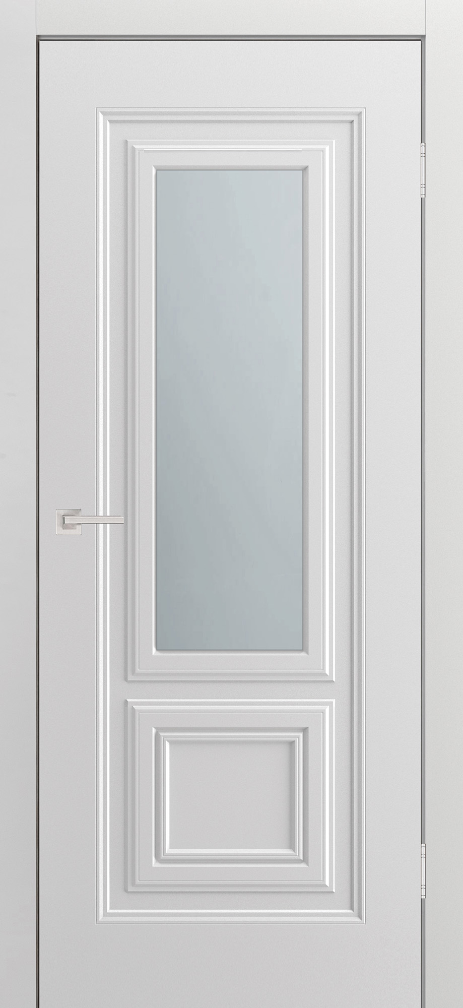 Межкомнатная дверь «Титул 2» с матовым стеклом и покрытием эмаль