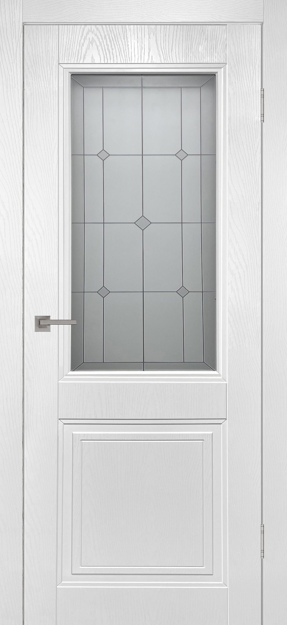 Межкомнатная дверь Берген со стеклом Сатинат с фотопечатью белая эмаль