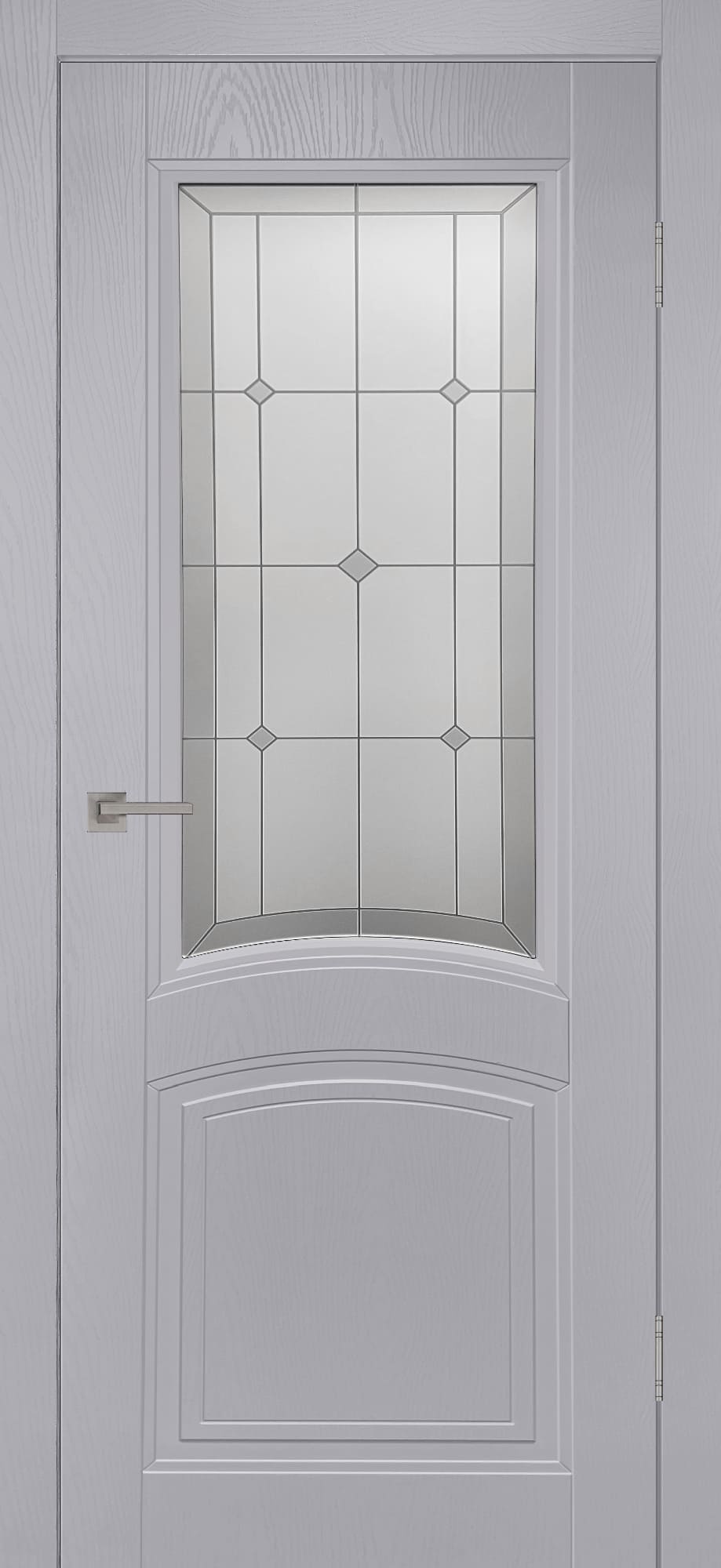 Межкомнатная дверь Вела со стеклом Сатинат с фотопечатью эмаль Скай грей ликвидация товара